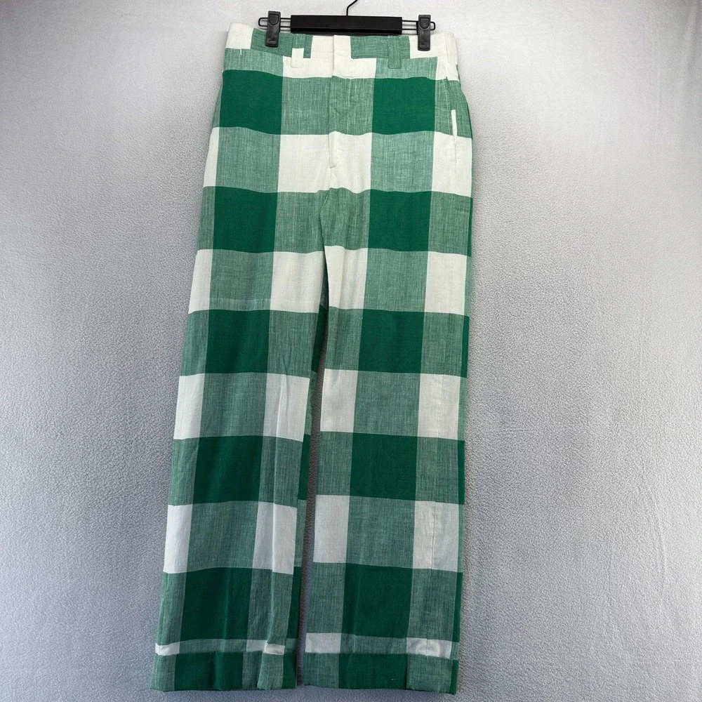 Vintage Trousers Men's 29x30 Green Plaid Wide Leg Talon 70s Connell Lucas Chelf